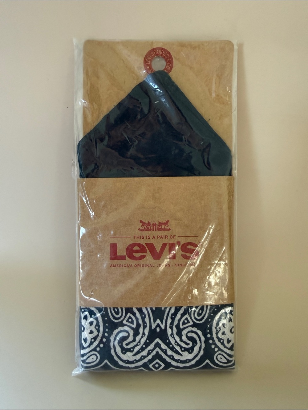 Levi's Black & White Paisley Bandana Pocket Square